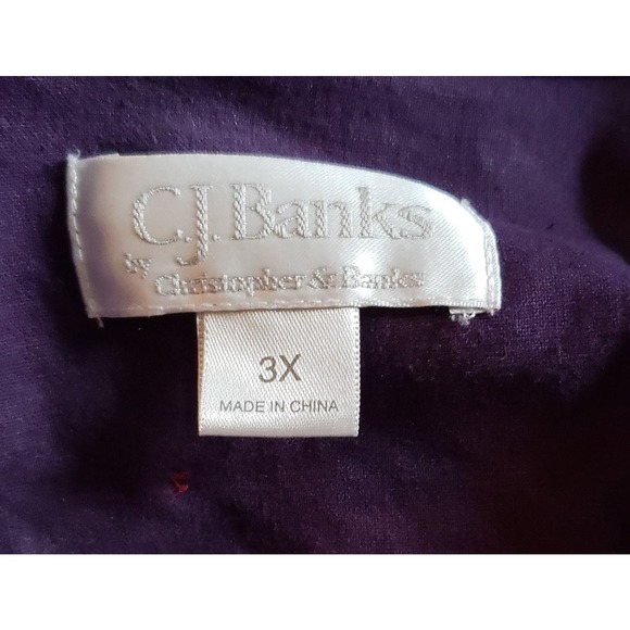 Women's Plus - Preowned Long Sleeve Purple Embroidered Top -CJ Banks - Size 3X - Picture 7 of 9